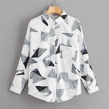 Romwe Geo Print Single-breasted Blouse