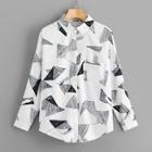 Romwe Geo Print Single-breasted Blouse
