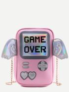 Romwe Pink Game Console Chain Bag With Wings