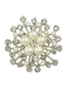 Romwe Silver Trendy Pearl Flower Brooch