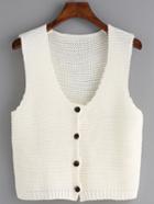 Romwe Round Neck Buttons Sweater Vest