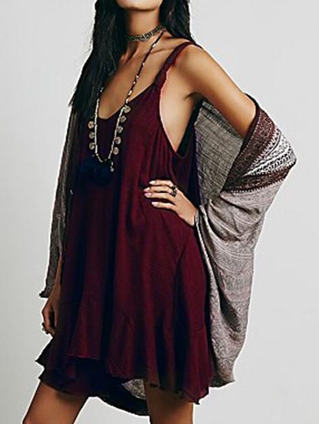 Romwe V Neck Trapeze Red Dress