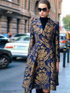 Romwe Multicolor V Neck Long Sleeve Jacquard Coat