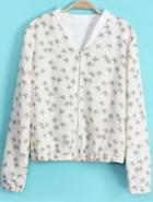 Romwe Palm Print Crop Jacket