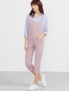 Romwe Pink Strap Pockets Front Overall Corduroy Pants