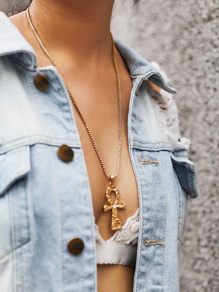 Romwe Cross Pendant Chain Necklaces