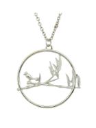 Romwe Silver Color Big Round Bird Long Necklaces