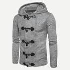 Romwe Men Buckle Detail Hooded Sweater Coat
