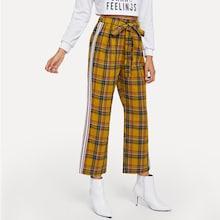 Romwe Plaid Flare Leg Pants