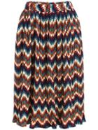Romwe Elastic Waist Wave Pattern Pleated Skirt