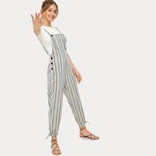 Romwe Striped Knot Hem Jumpsuit