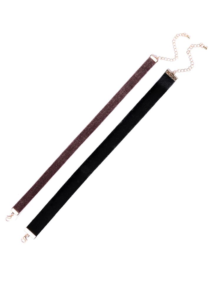 Romwe Gold Metal Skinny Choker Necklace Set