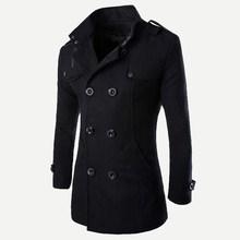 Romwe Men Double Breasted Pea Coat
