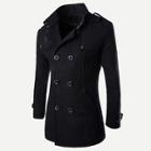 Romwe Men Double Breasted Pea Coat