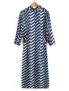 Romwe 3/4 Sleeve Lace Up Back Dress