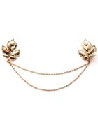 Romwe Gold Plated Chain Leaf Brooch