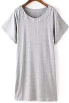 Romwe Short Sleeve Grey Dress