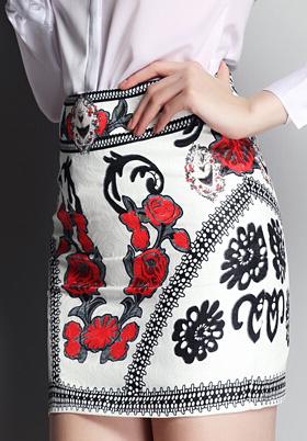 Romwe Floral Print Bodycon Skirt