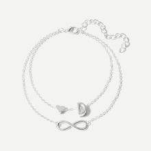 Romwe Letter D Detail Layered Chain Anklet