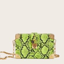 Romwe Snakeskin Print Box Bag
