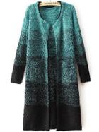 Romwe Ombre Long Green Coat