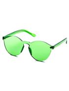 Romwe Green Clear One Piece Retro Style Sunglasses