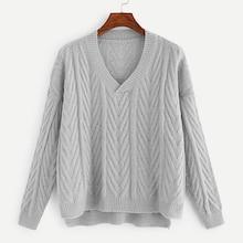 Romwe Drop Shoulder Dip Hem Jumper