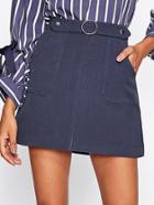 Romwe O-ring Detail Dual Pocket Skirt