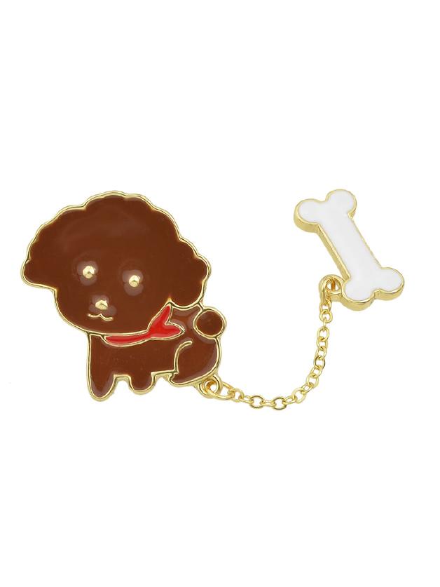 Romwe Coffee Enamel Bone Dog Brooch