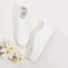 Romwe Daisy Embroidered Lace-up Front Sneakers
