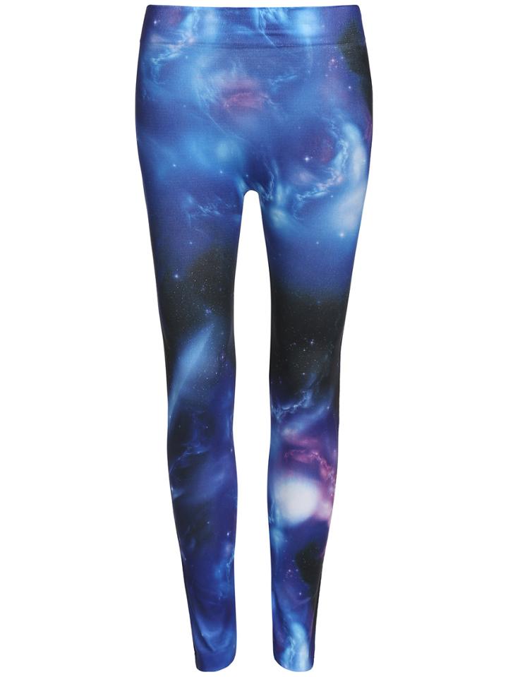Romwe Elastic Waist Galaxy Print Leggings