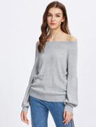 Romwe Marled Rib Knit Bardot Jumper