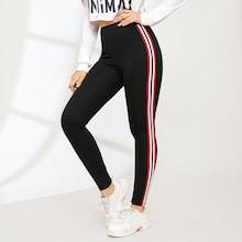 Romwe Tuxedo Stripe Elastic Waist Leggings