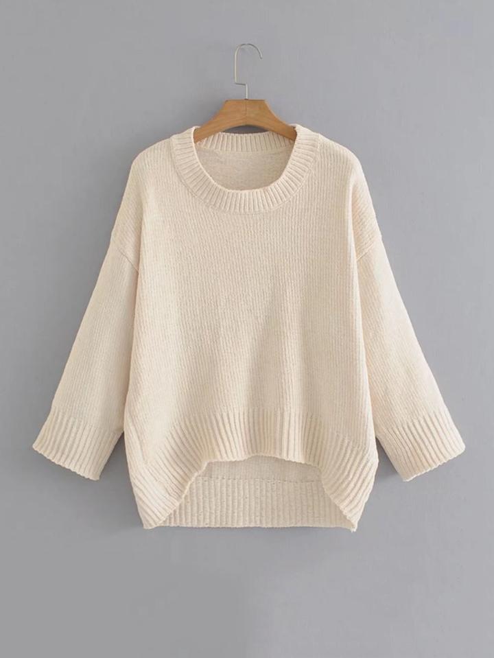 Romwe Dip Hem Loose Sweater