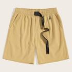 Romwe Guys Push Buckle Detail Embroidered Shorts