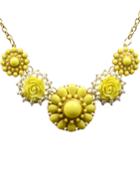 Romwe Yellow Gemstone Gold Flower Necklace