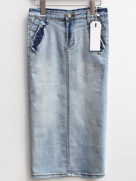Romwe Bleached Split Denim Skirt