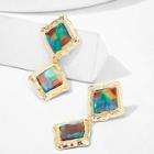 Romwe Color-block Double Square Drop Earrings 1pair