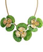 Romwe Green Flower Gold Chain Necklace