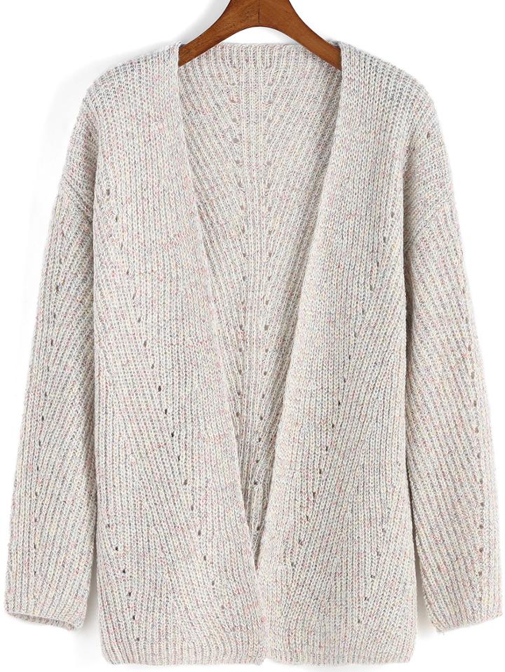 Romwe Open Front Hollow Apricot Cardigan