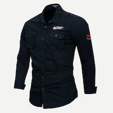 Romwe Men Patched Detail Shirt