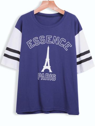 Romwe Essence Pylon Print Blue T-shirt