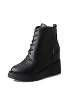 Romwe Pu Lace Up Platform Ankle Boots