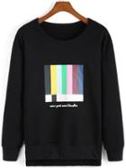 Romwe Striped High Low Sweatshirt