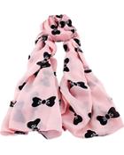Romwe Pink Bow Print Scarves