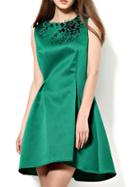 Romwe Green Beading High Low Dress