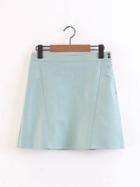 Romwe Zipper Side A Line Pu Skirt