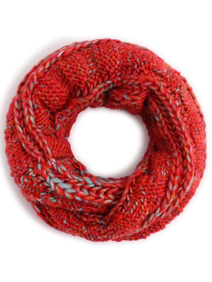 Romwe Red Ribbed Marled Chunky Knit Infinity Scarf