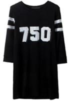 Romwe Black Round Neck Sequined 750 T-shirt