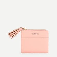 Romwe Foldover Pu Wallet With Tassel
